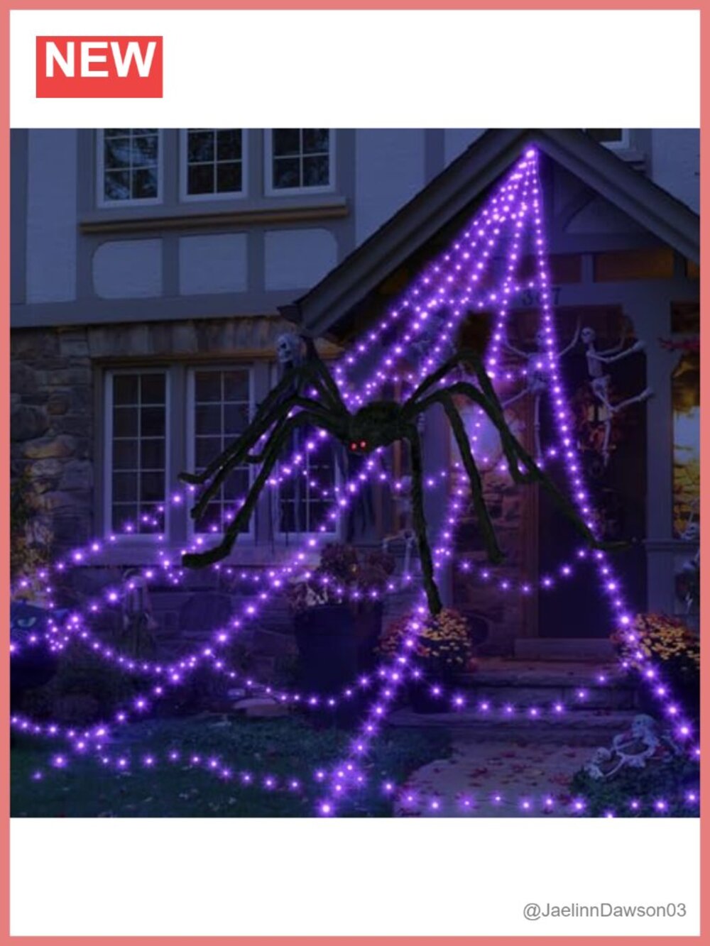 455 LED Giant Spider Web Light Up Halloween Decoration w/ Timer 8 Modes